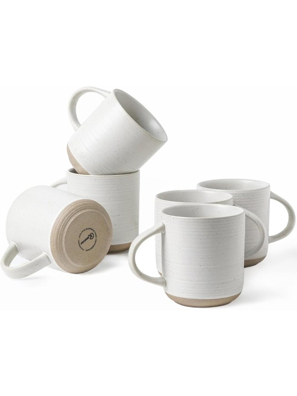 Set of 6 Stoneware Coffee Mugs - 16oz Ceramic Cups for Latte, Tea & Cocoa